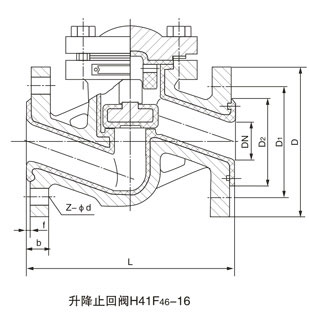 升降式襯氟止回閥結(jié)構(gòu)圖